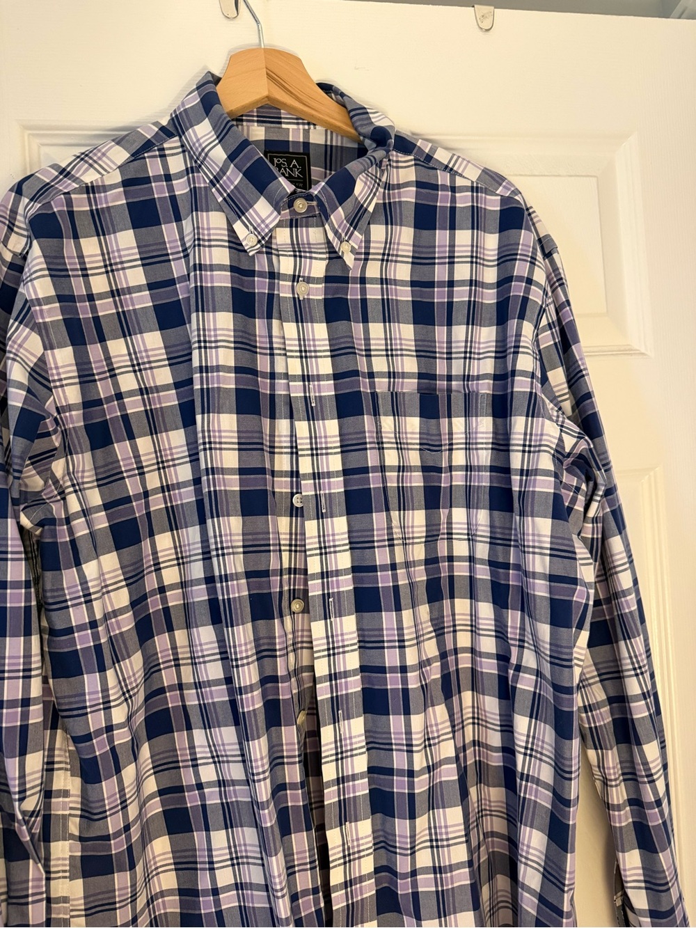 Men's Jos. A. Bank Traveler Plaid Button-Down Shirt - Navy and White